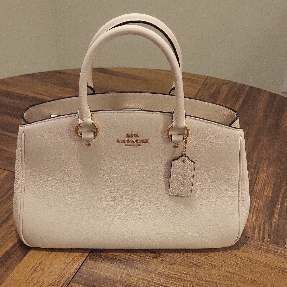 Coach Savannah Carryall Ivory/Chalk Leather Satchel With Crossbody Strap